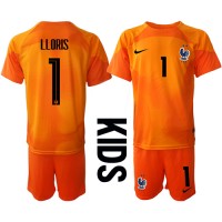 Fotbalové Dres Francie Hugo Lloris #1 Brankářské Dětské Domácí MS 2022 Krátký Rukáv (+ trenýrky)